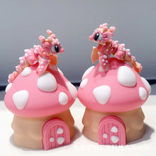 Load image into Gallery viewer, 3-D Printed Pink Dragon with Mushroom House