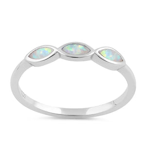 Sterling Silver Triple Opal Ring (Lab-Created)