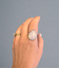 Load image into Gallery viewer, Sterling Silver Adjustable Rainbow Moonstone Ring