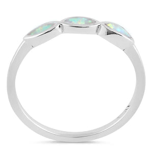 Sterling Silver Triple Opal Ring (Lab-Created)
