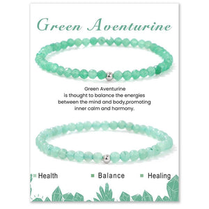 Gemstone Bracelet Duo Set — 4mm Faceted + Round Beads