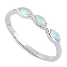 Load image into Gallery viewer, Sterling Silver Triple Opal Ring (Lab-Created)
