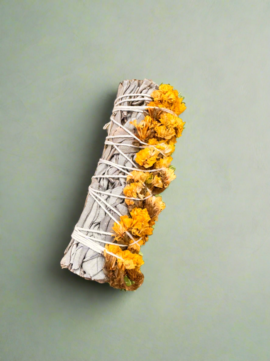 Yellow Sea Lavender (Sinuata) and Sage Smudge Bundle