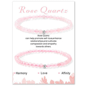 Gemstone Bracelet Duo Set — 4mm Faceted + Round Beads