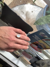 Load image into Gallery viewer, Sterling silver Rainbow Moonstone Ring - large teardrop