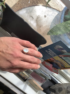 Sterling silver Rainbow Moonstone Ring - large teardrop