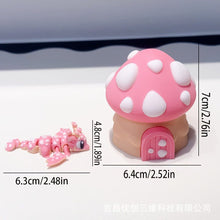 Load image into Gallery viewer, 3-D Printed Pink Dragon with Mushroom House