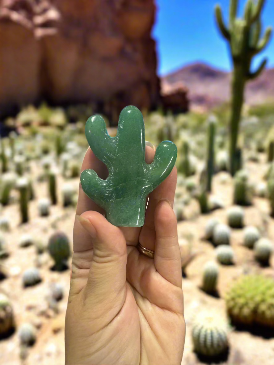 Green Aventurine Smiling Cactus