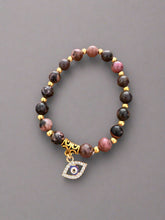 Load image into Gallery viewer, Gemstone Bracelets with Evil Eye Charm