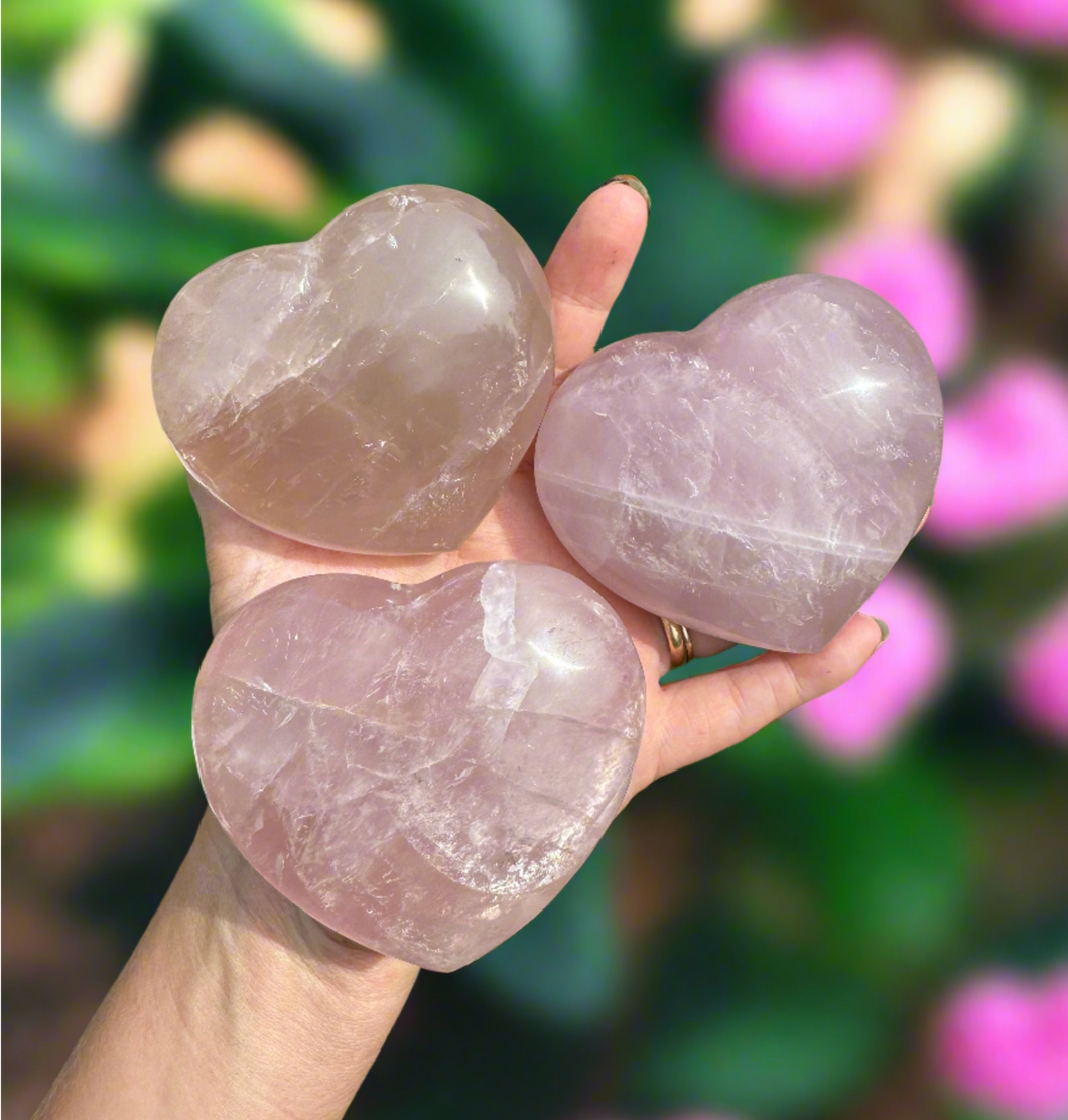 Rose Quartz Polished Hearts