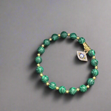 Load image into Gallery viewer, Gemstone Bracelets with Evil Eye Charm