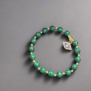 Gemstone Bracelets with Evil Eye Charm