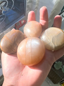 Peach Moonstone Palm Stones