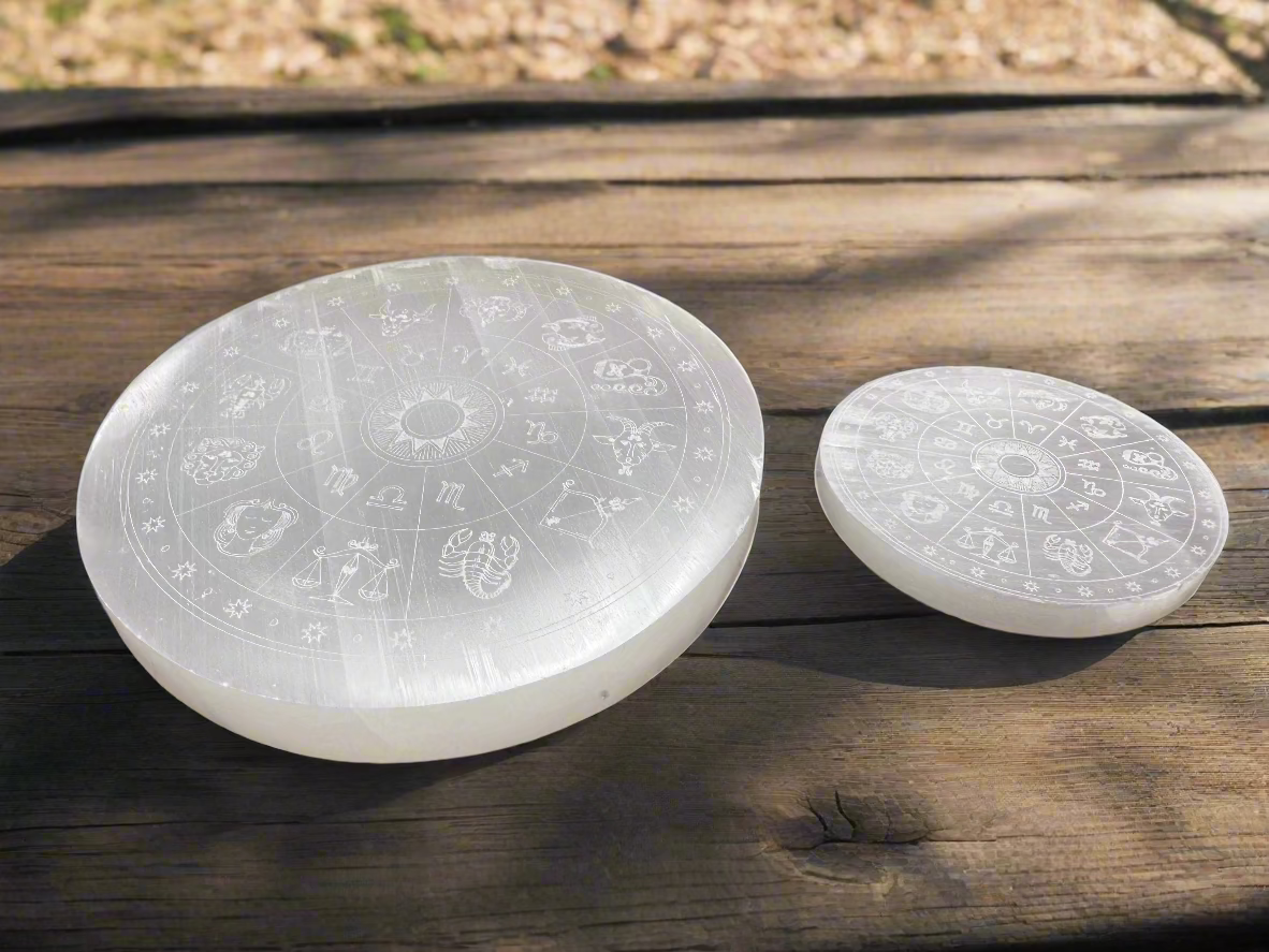 Selenite charging plate zodiac | Smudge Studio Selenite charging plate zodiac | Smudge Studio