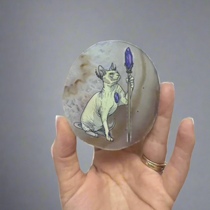 Agate Slice with Majestic Sphynx