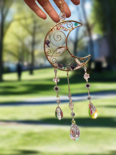 Amethyst Crescent Moon Sun Catcher