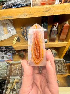 Carnelian Agate Tower with Druzy Pocket