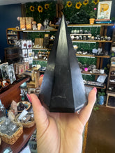 Load image into Gallery viewer, Octagonal Shungite Tower – Grounding Protection &amp; EMF Shielding Crystal 6"