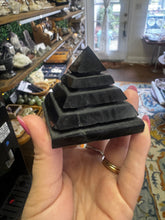 Load image into Gallery viewer, Shungite Sakkara Pyramid – Sacred Geometry Protection &amp; Grounding Energy