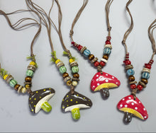 Load image into Gallery viewer, Ceramic Mushroom Necklace Adjustable