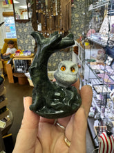 Load image into Gallery viewer, Nephrite Jade Tree with Tai Jasper Owl