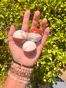 Pokémon Ball -- Red Jasper and Howlite Sphere