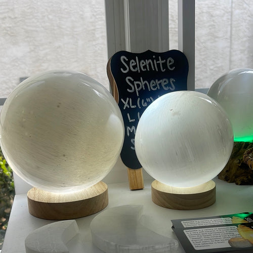 Lighted Wooden Sphere Stand