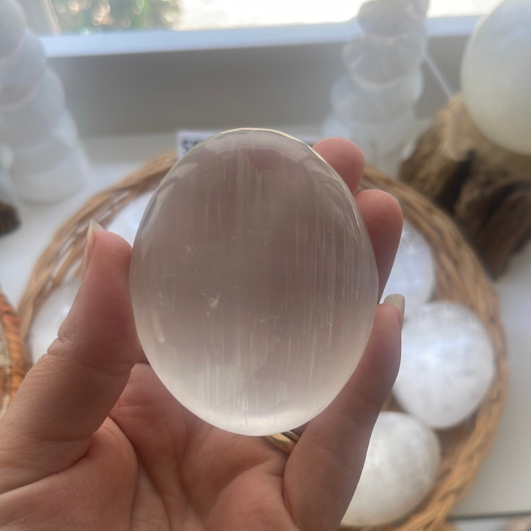 Selenite Palm stone