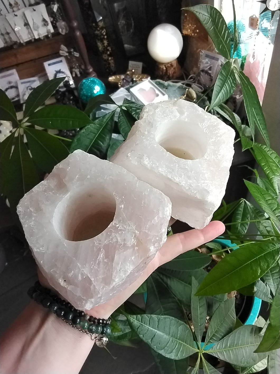 Rose Quartz Tea Light Candle Holder – Rough Cut Design