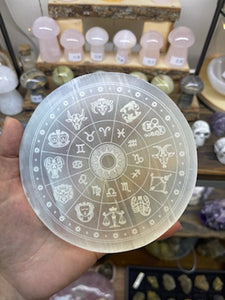 Selenite Charging Plate - Astrology Zodiac